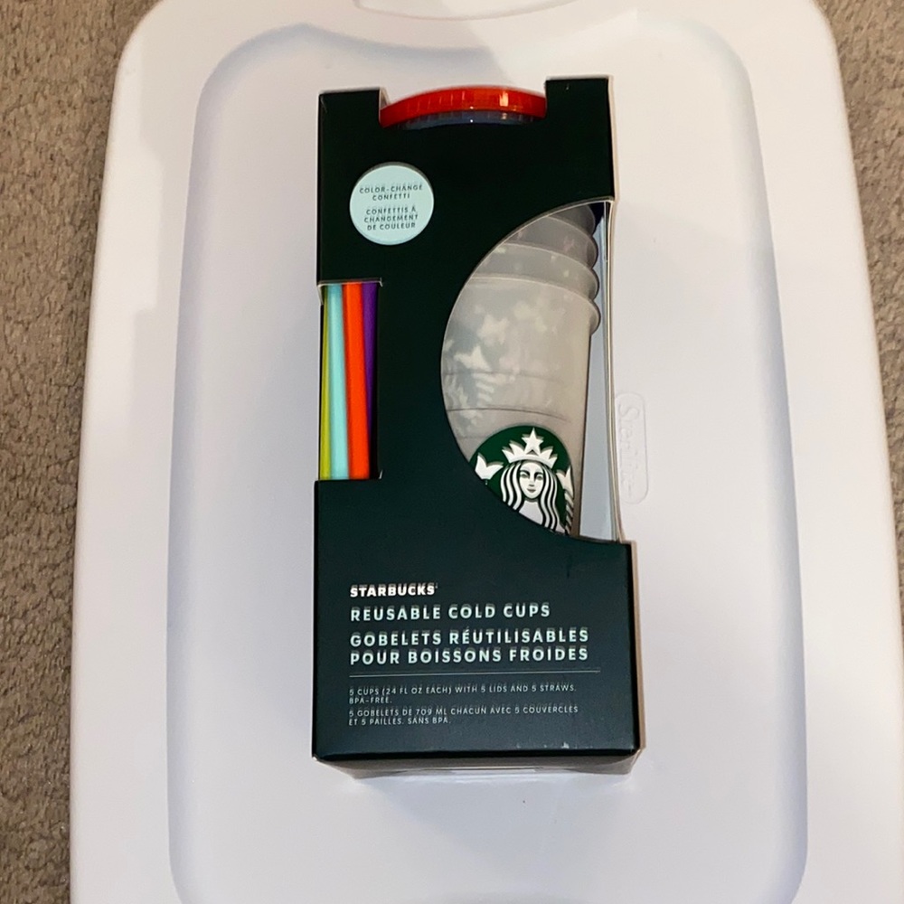 STARBUCKS Custom Reusable Cold CupTumbler 24oz Color Changing Confetti Cups 2021